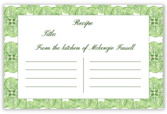 Cabbage Recipe Card