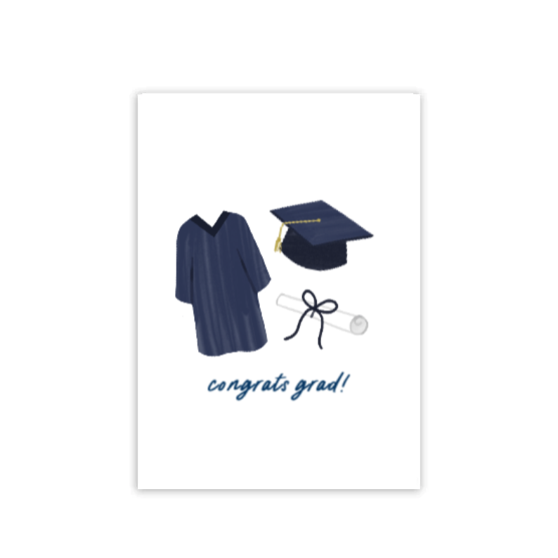 Navy Folded Grad Card