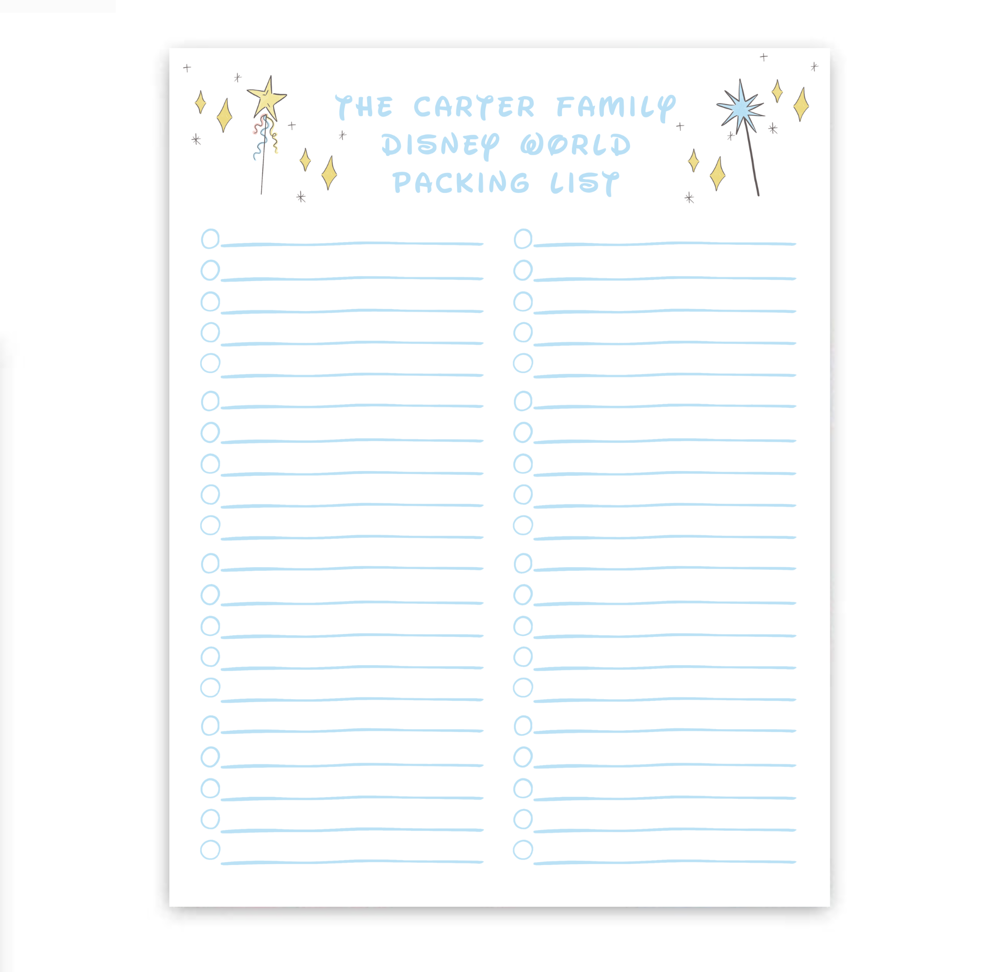 Magical Wand Packing List