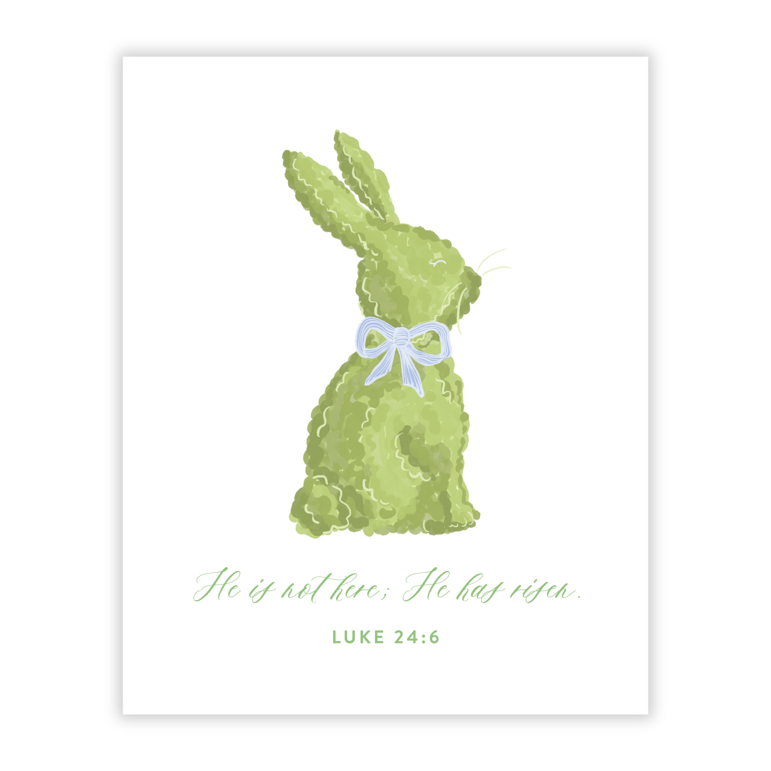 Blue Topiary Bunny Art Print