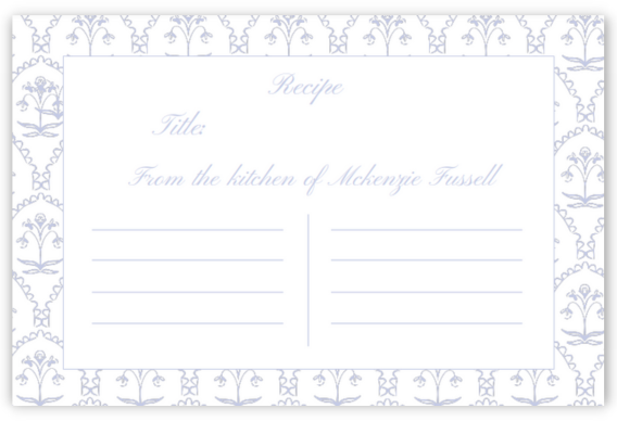 Lavender Fields Recipe Card