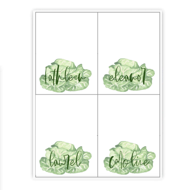Cabbage Buffet Labels / Placecards