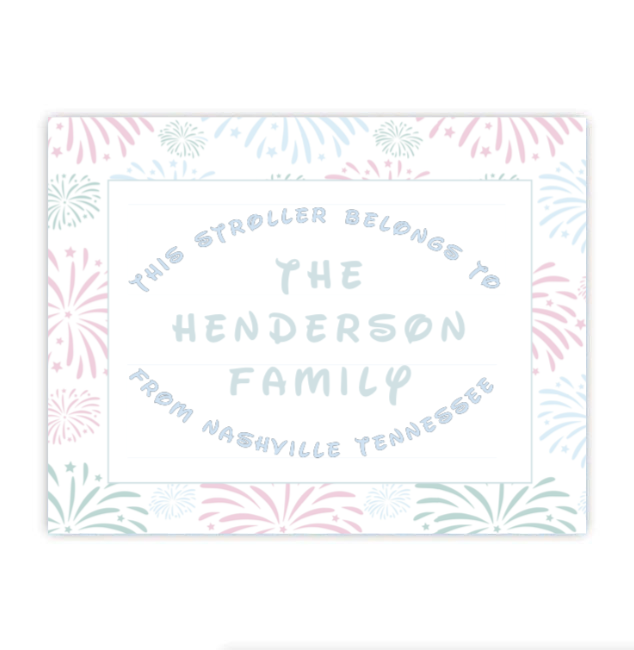 Magical Fireworks Stroller Tag