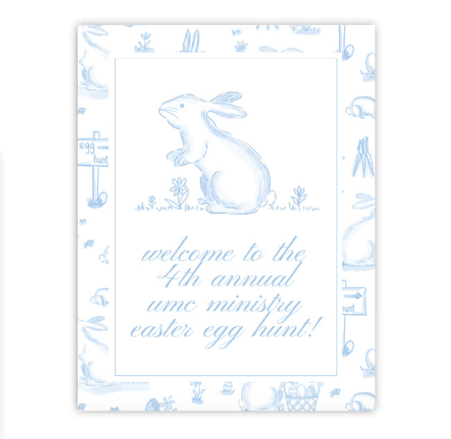 Blue Toile Party Sign