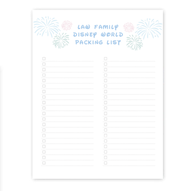Magical Fireworks Packing List