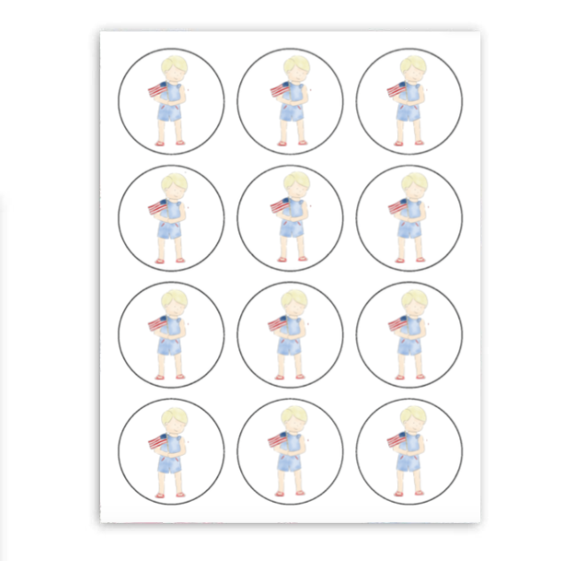 Patriotic Children's Party Cupcake Toppers