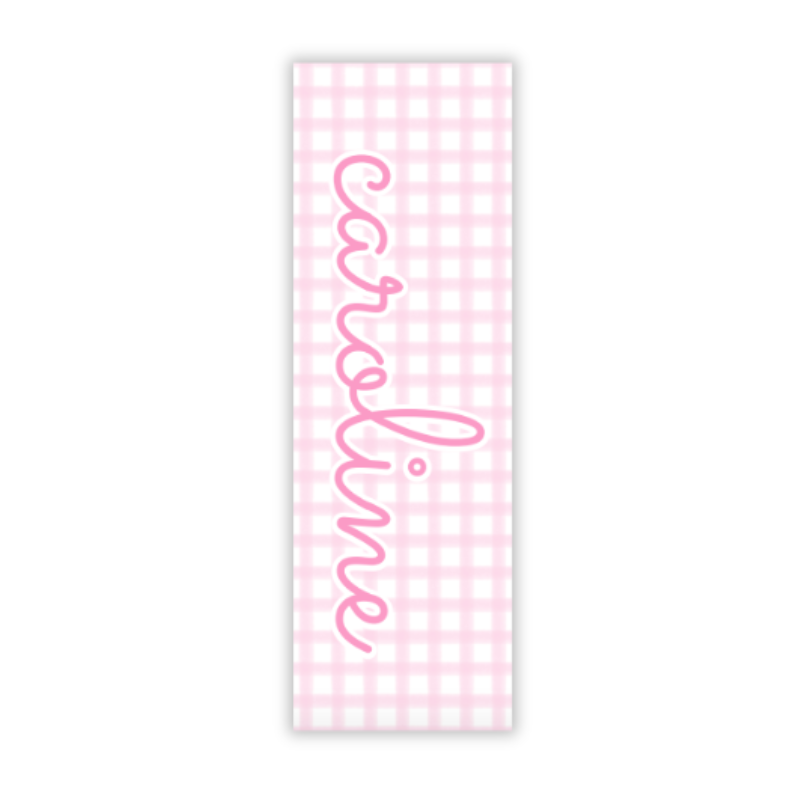 Pink Gingham Name Bookmarks
