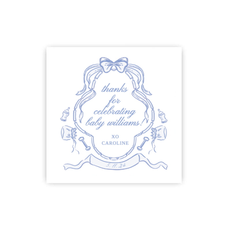Blue Baby Shower Crest Gift Tags / Stickers