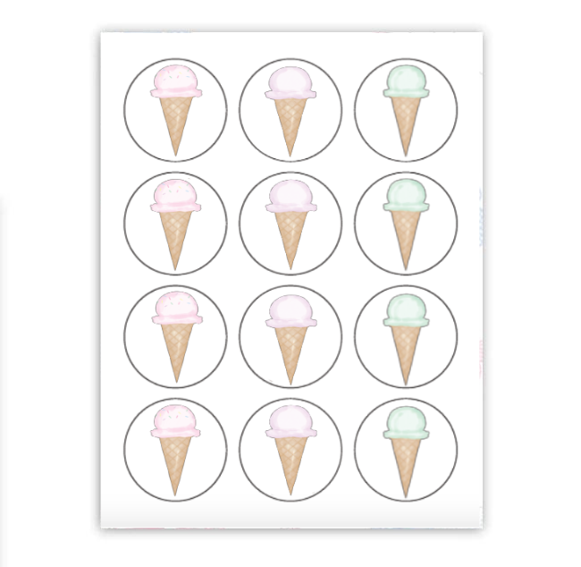 Pastel Ice Cream Cupcake Toppers