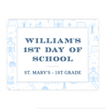 Blue Toile School Sign