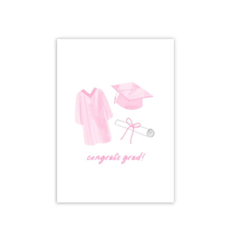 Pink Folded Grad Card