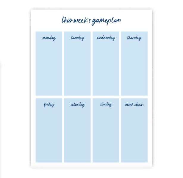 Preppy Blues Weekly Plan / Notepad