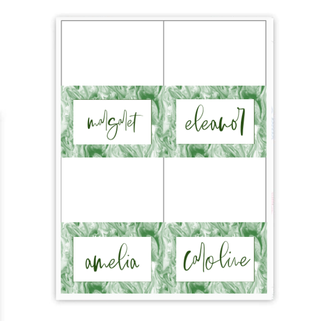 Green Marble Buffet Labels / Placecards