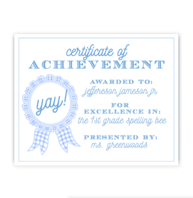 Blue Award Certificate