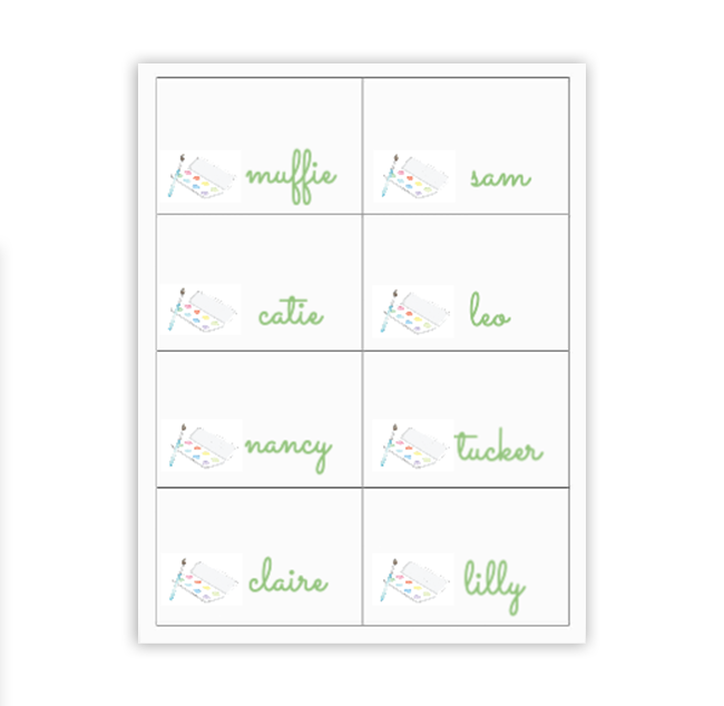 Art Buffet Labels / Placecards