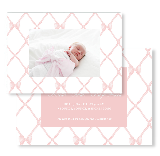 Pink Trellis Birth Announcement