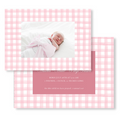 Pink Gingham Watercolor Birth Announcement