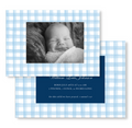 Blue Gingham Watercolor Birth Announcement