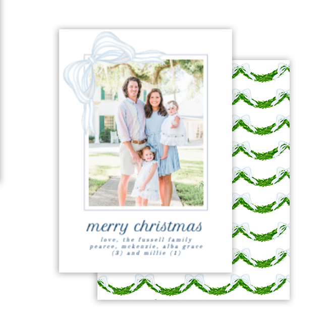 Blue Garland Christmas Card