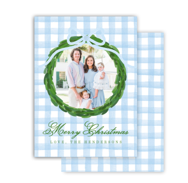 Blue Holly Christmas Card No. 1