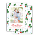 Blue Holly Christmas Card No. 2