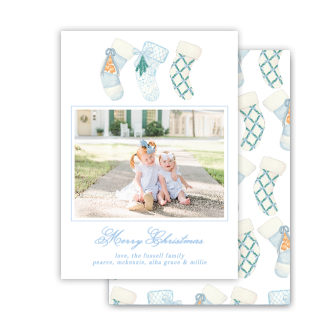 Blue Stocking Christmas Card