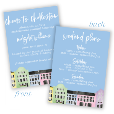 Charleston Bachelorette Invitation / Itinerary