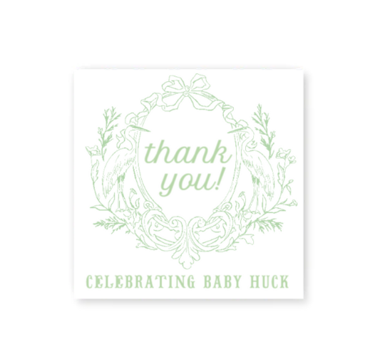 Green Stork Gift Tag / Stickers