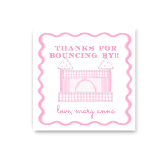 Pink Bounce House Gift Tags / Stickers