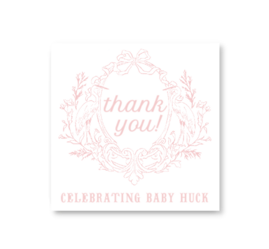 Pink Stork Gift Tag / Stickers