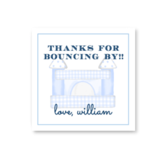 Blue Bounce House Gift Tags / Stickers