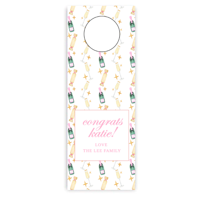 Pink Champs Wine Tag