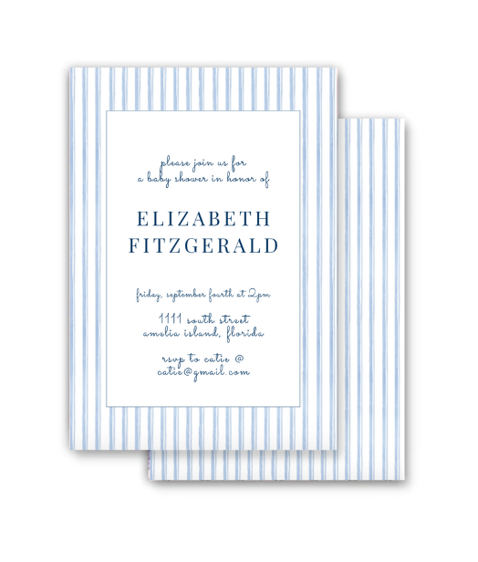 Blue Stripe Watercolor Invitation