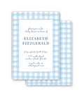 Blue Gingham Watercolor Invitation