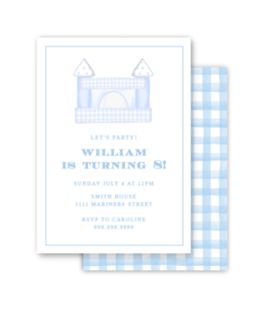 Blue Bounce House Invitation