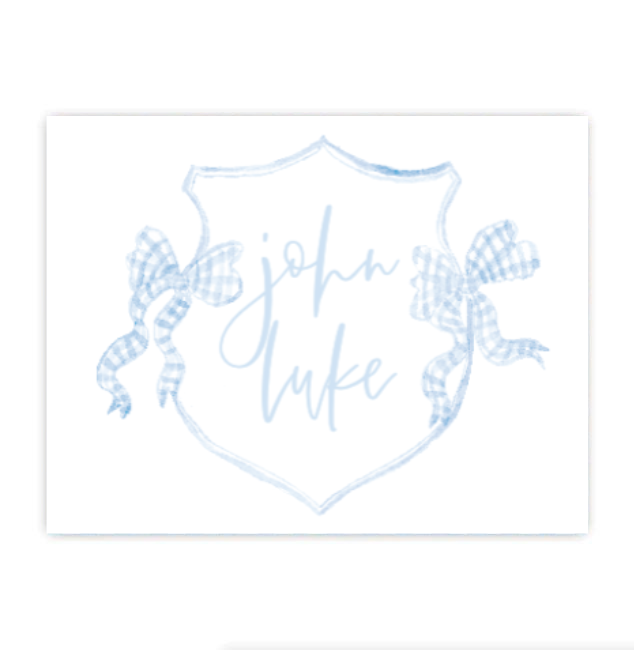 Blue Gingham Crest Print