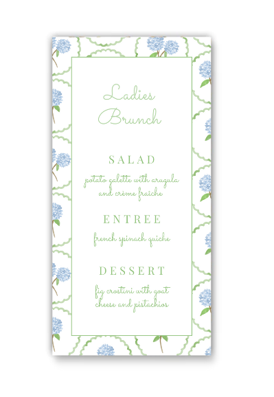 Hydrangea Long Menu