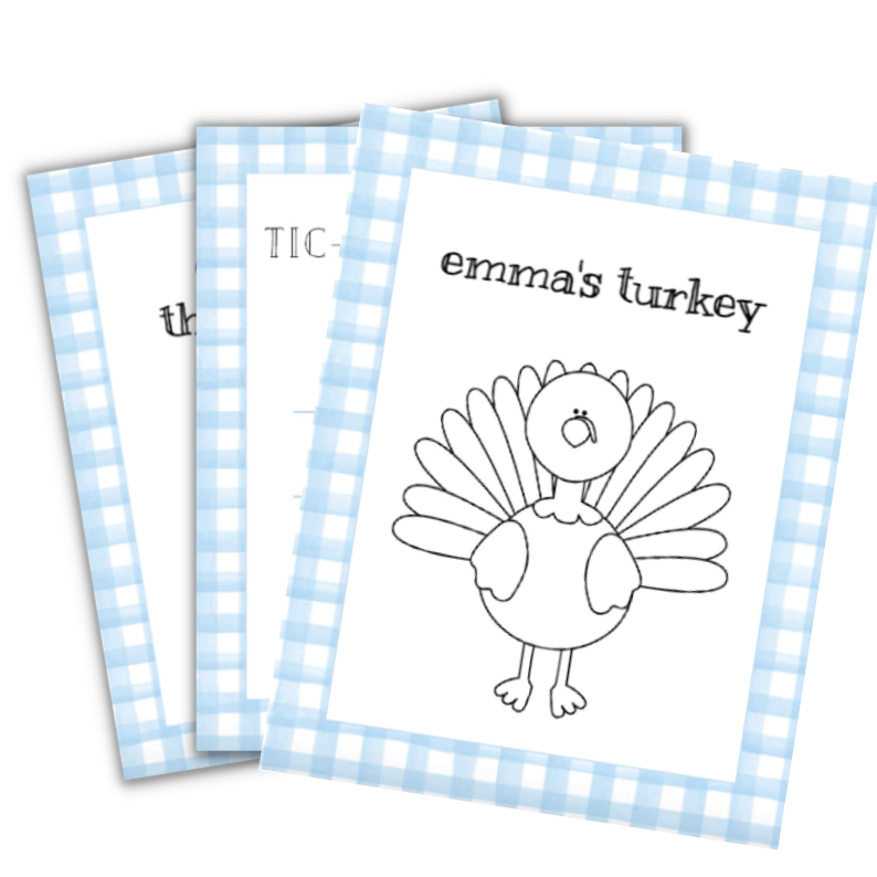 Blue Thanksgiving Kid's Table Activities