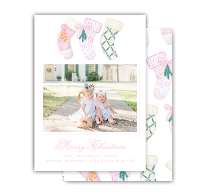 Pink Stocking Christmas Card