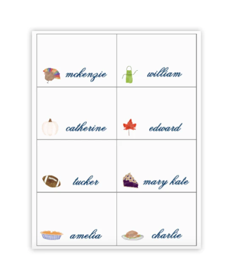Thanksgiving Buffet Tags / Placecards