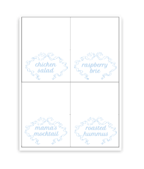Blue Stork Buffet Labels / Placecards