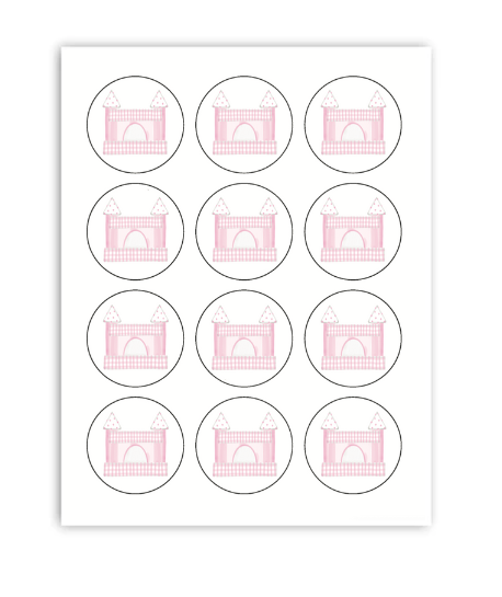 Pink Bounce House Cupcake Toppers