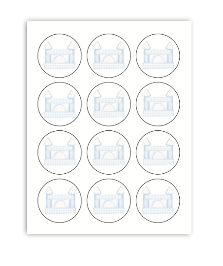 Blue Bounce House Cupcake Toppers