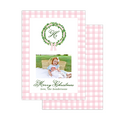 Pink Gingham Christmas Card