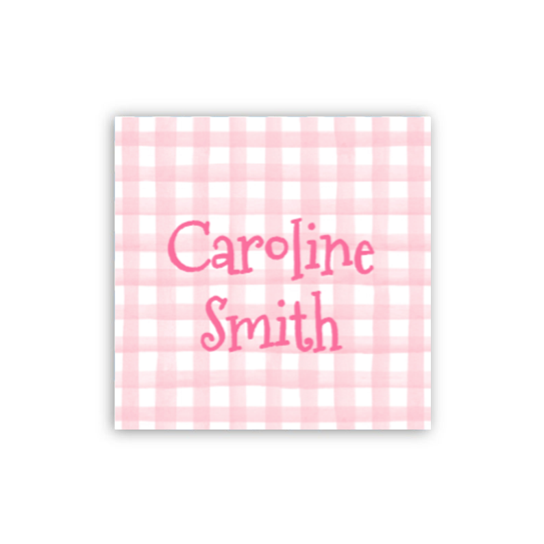 Pink Gingham Child's Card / Sticker