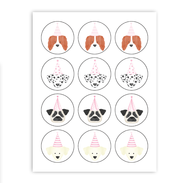 Pink Puppy Cupcake Toppers