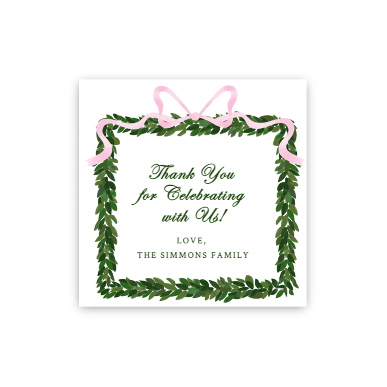 Pink Wreath Tag