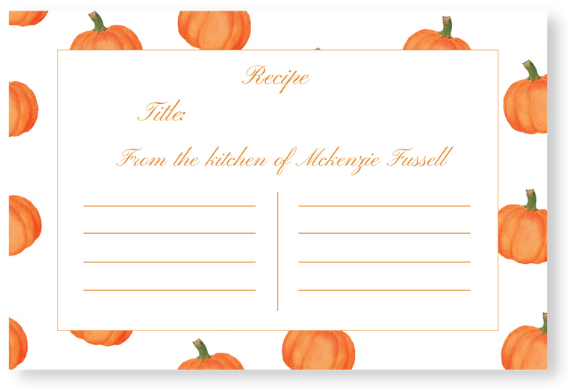 Watercolor Pumpkin Recipe Card