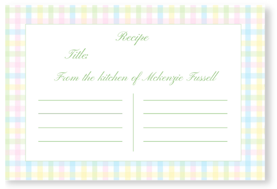 Pastel Plaid Recipe Card