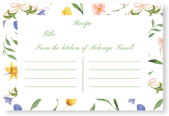 Spring Floral Recipe Card
